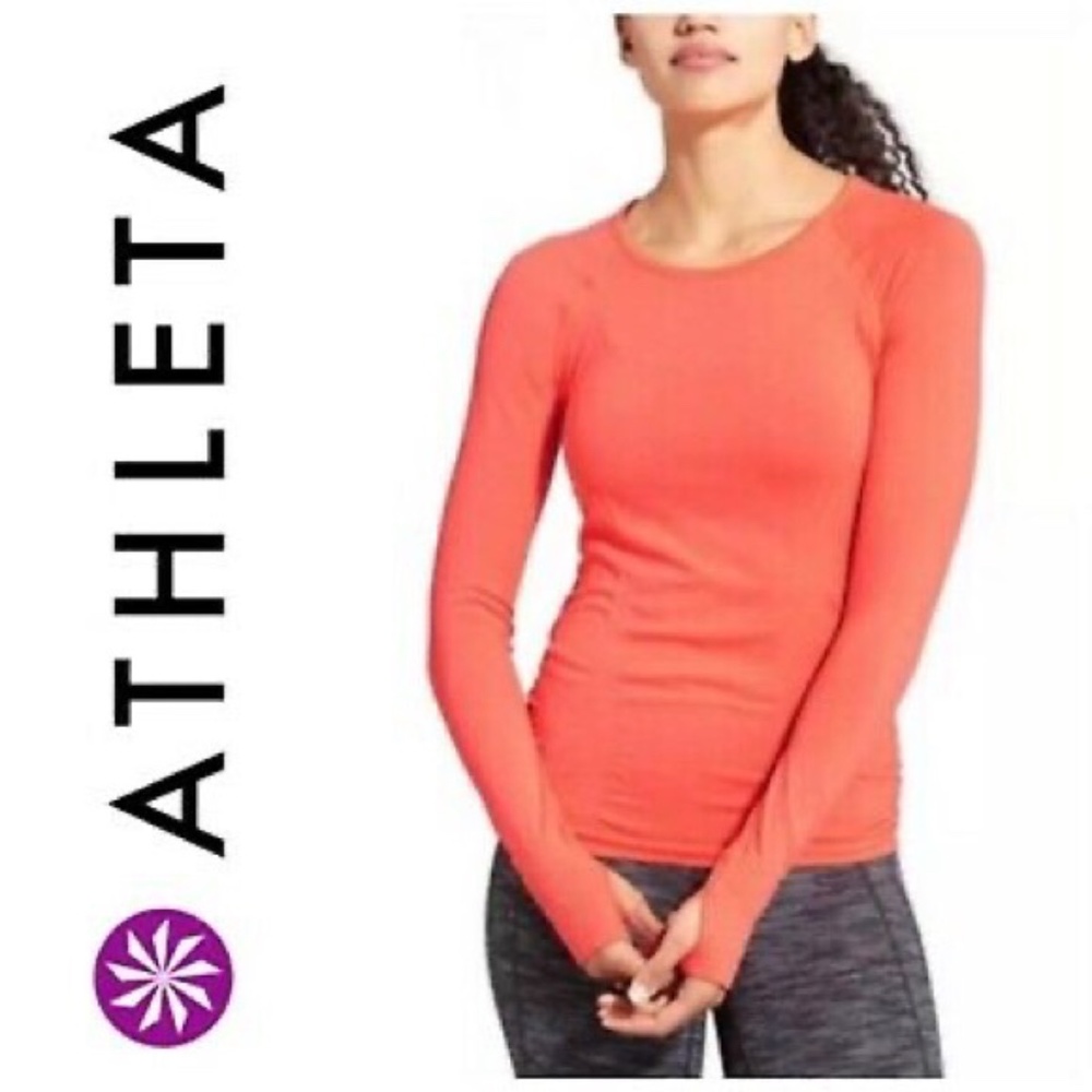 Athleta Fastest Track Long Sleeve Shirt Orange